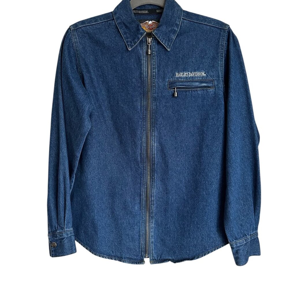 Harley-Davidson moto denim jacket full zip Sz XS